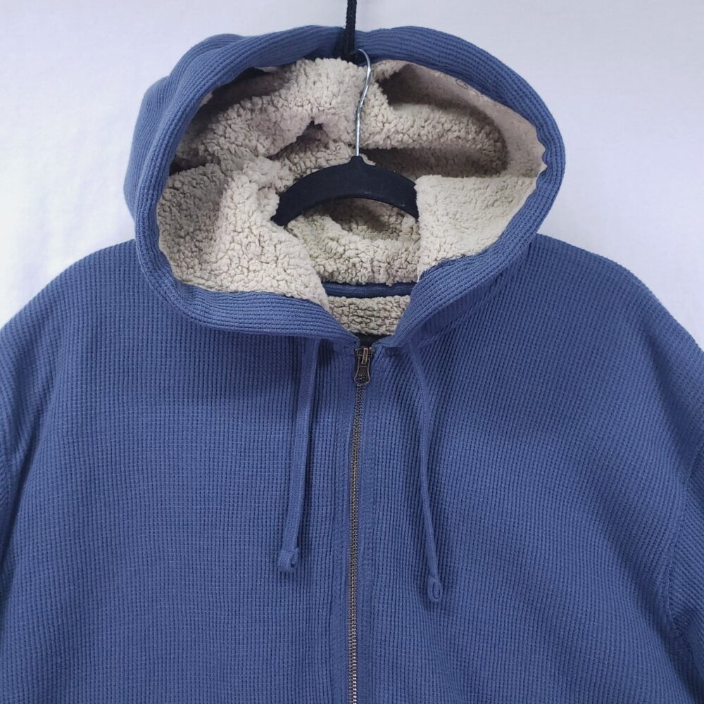 Northwest Territory Men's Blue Waffle Knit Full Zip Hoodie Sherpa Sweater XL - Picture 7 of 13